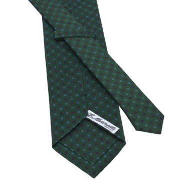 Flower Printed Silk Tie in Dark Green