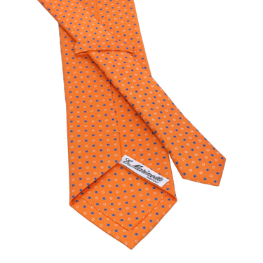 Flower Self-Tipped Silk Tie in Orange