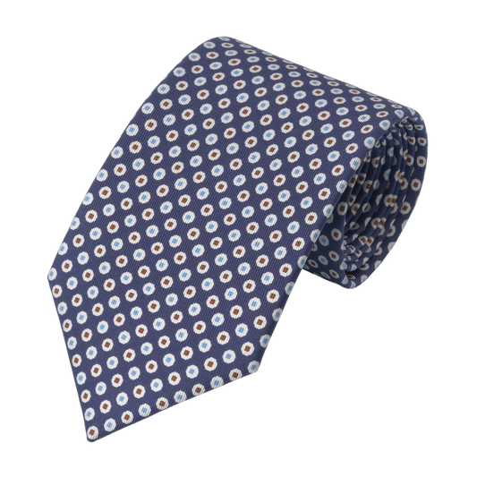 Printed Silk Tie in Blue