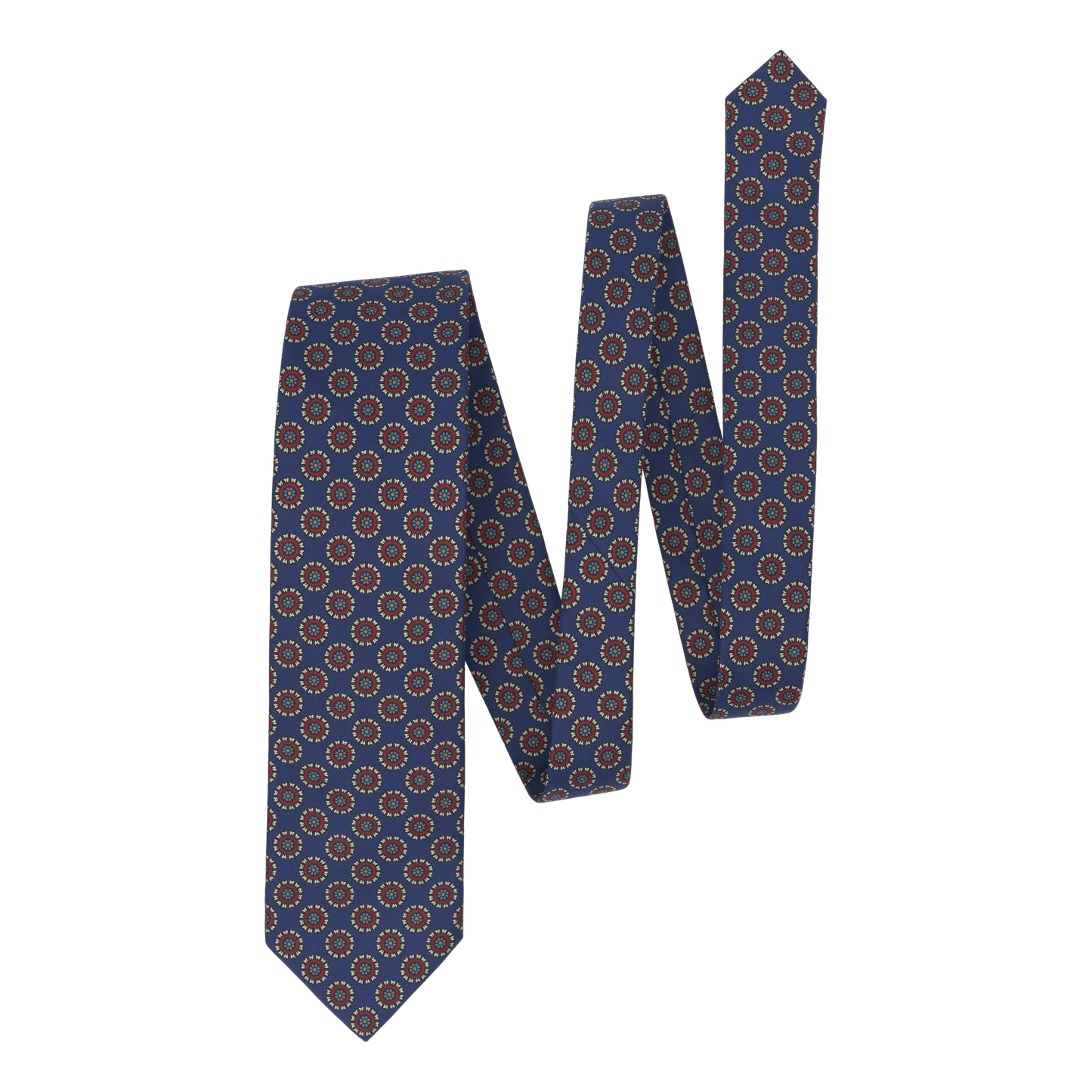 Flower Blue Printed Silk Tie