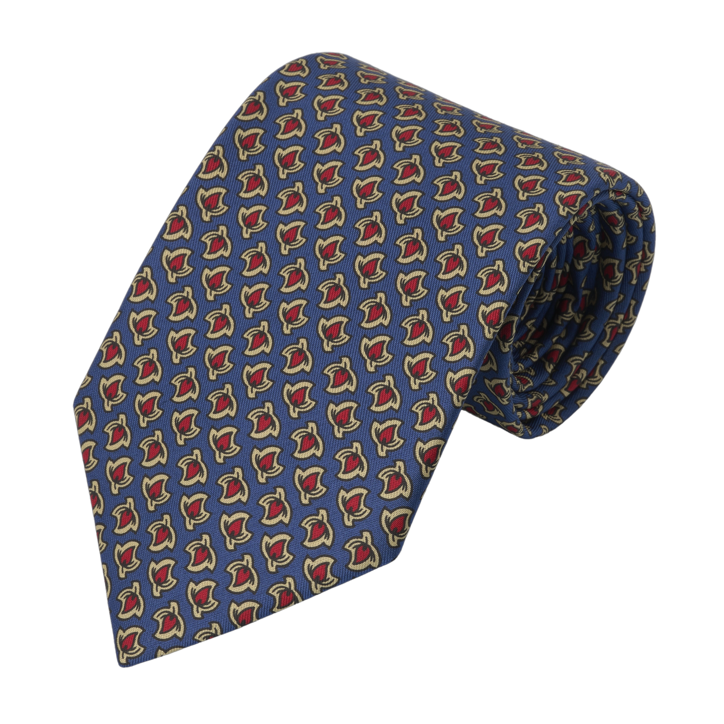 Red Leaf Printed Silk Tie in Blue