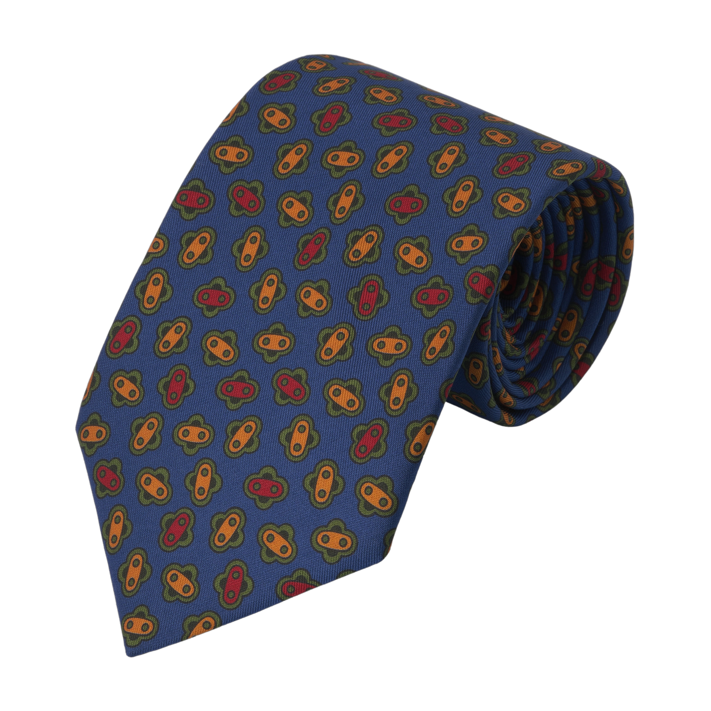 Printed Silk Tie in Royal Blue