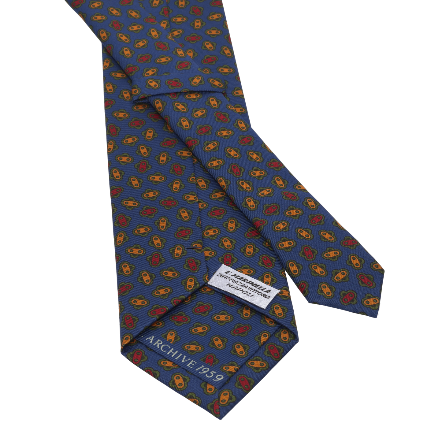 Printed Silk Tie in Royal Blue