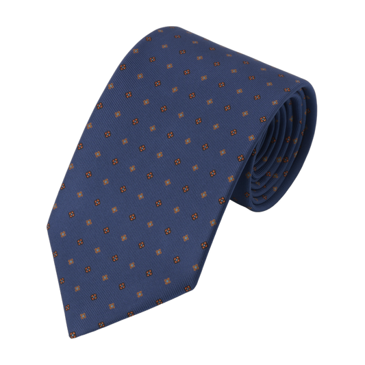 Blue Printed Silk Tie