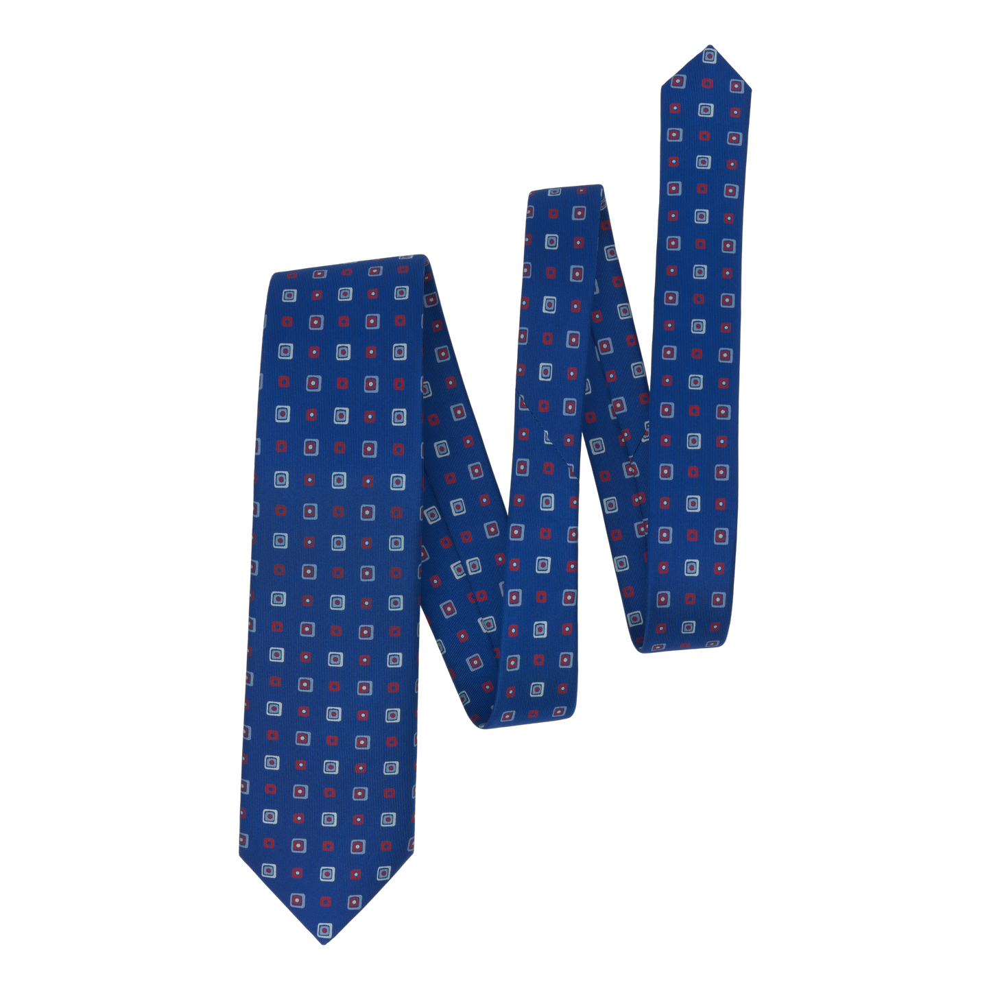 Printed Silk Tie in Royal Blue