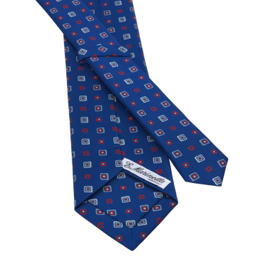 Printed Silk Tie in Royal Blue