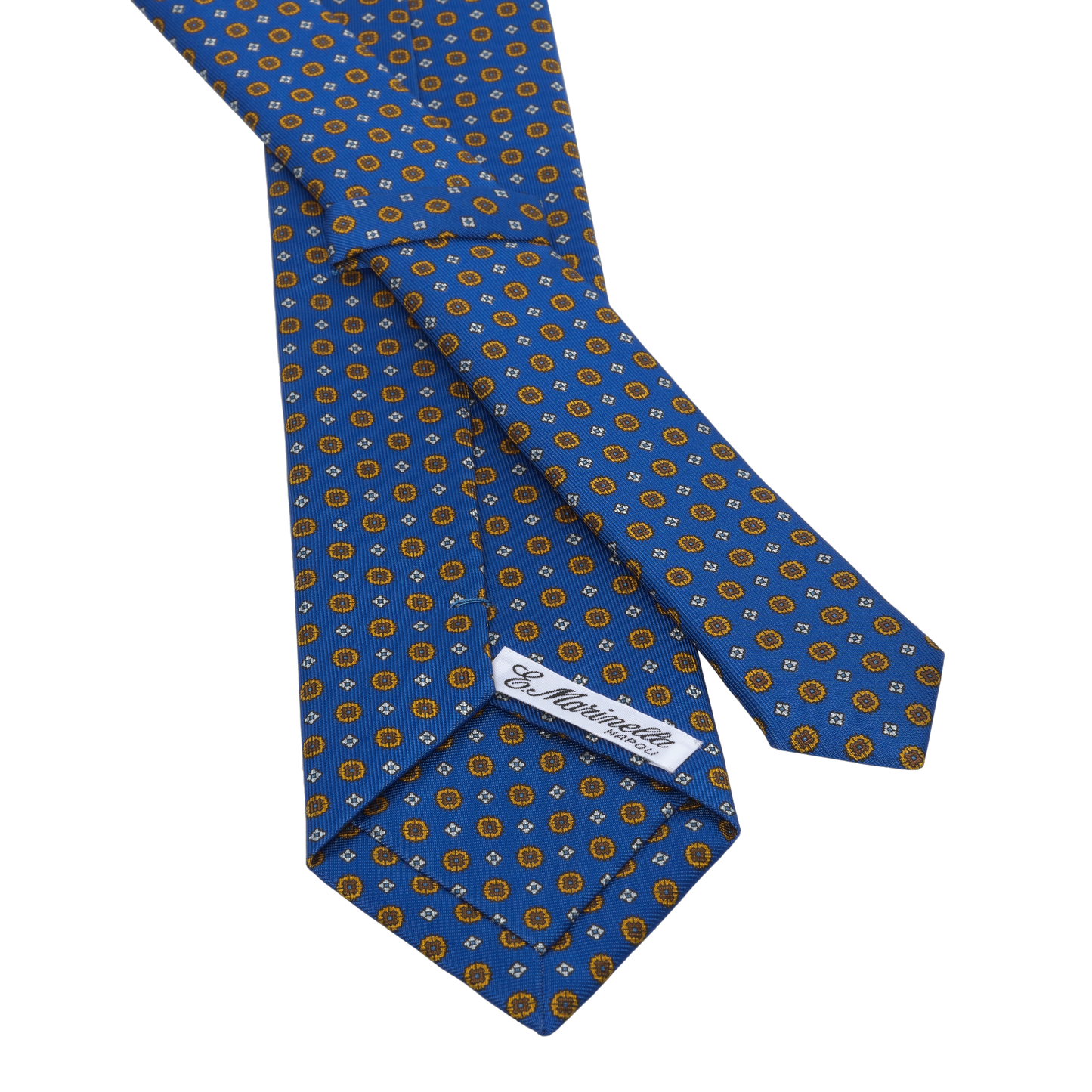 Flower Printed Silk Tie in Royal Blue