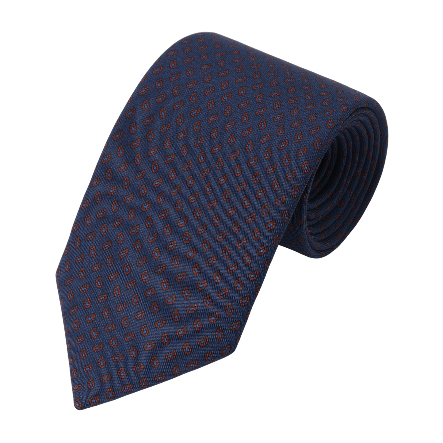 Paisley Printed Silk Tie in Dark Blue