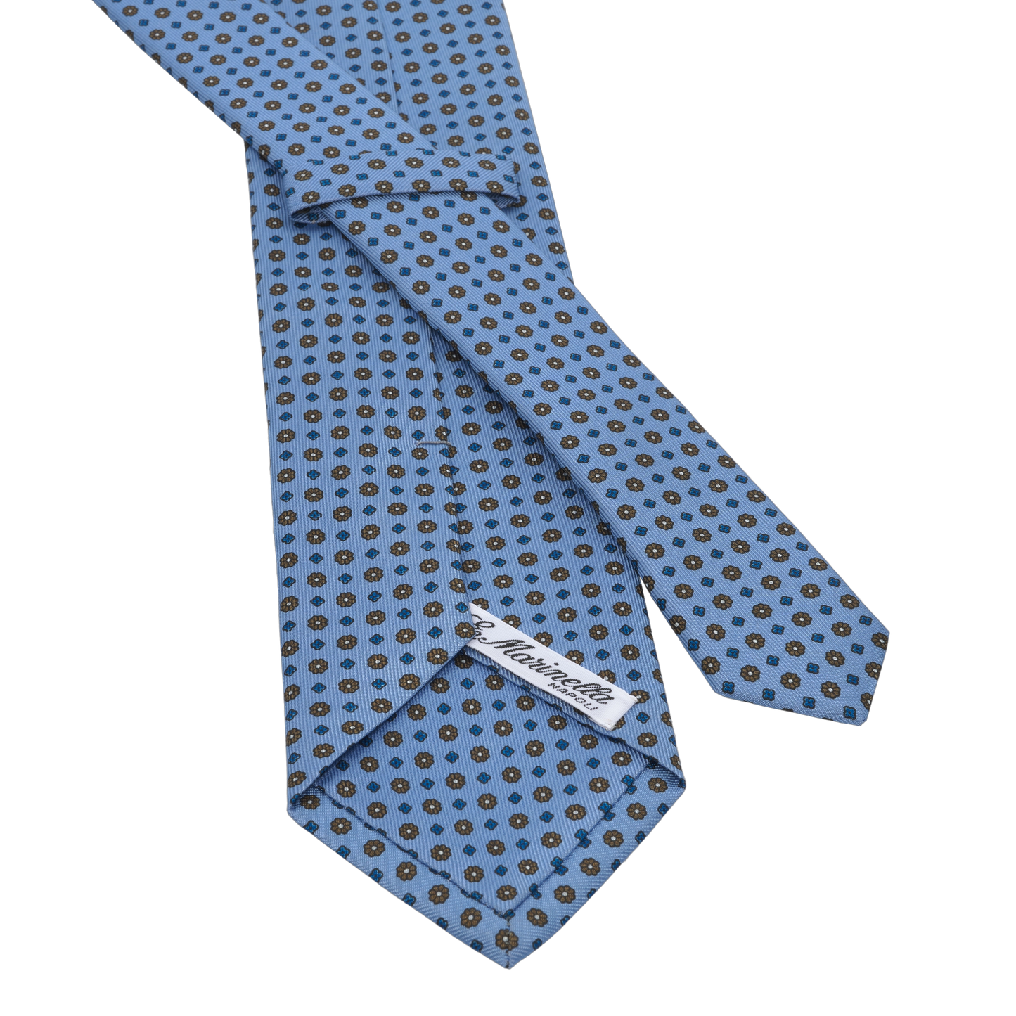 Flower Printed Silk Tie in Sky Blue