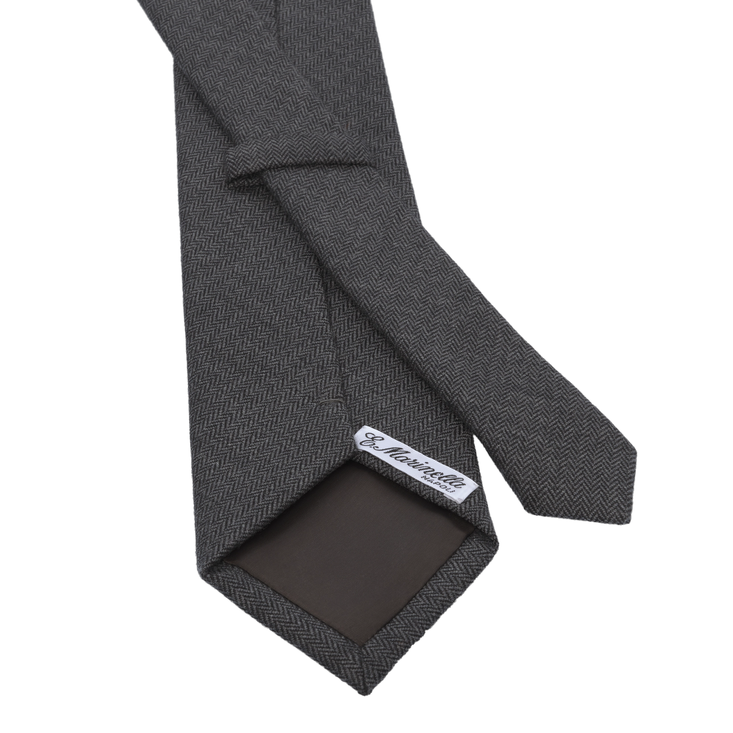 Herringbone Wool Tie in Dark Grey