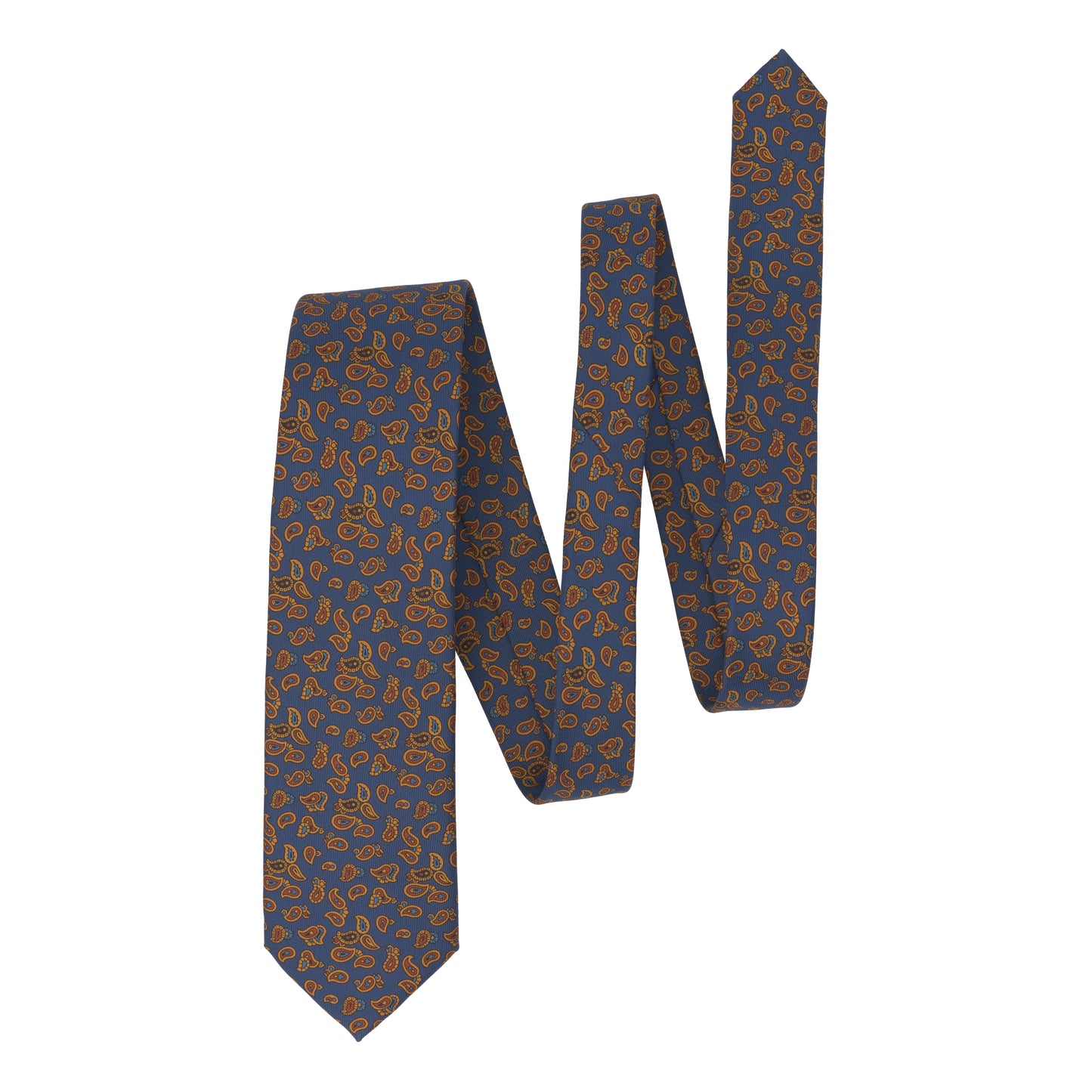 Printed Paisley Multicolor Silk Tie in Royal Blue