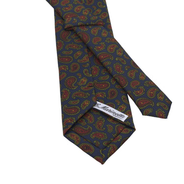 Printed Paisley Silk Tie in Dark Blue