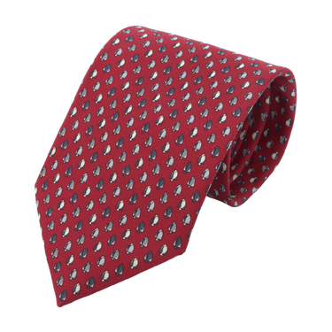 Corbata de seda con estampado de peces en color rojo