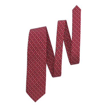 Corbata de seda con estampado de peces en color rojo