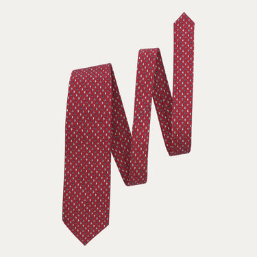 Fish Printed Silk Tie in Red
