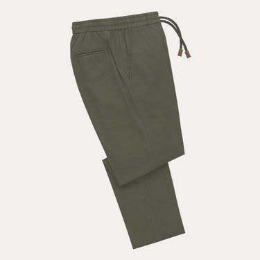 Pantalones de mezcla de algodón y seda en color verde