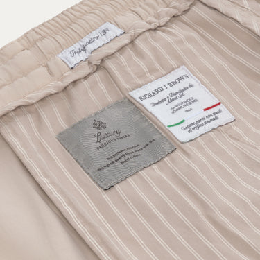 Hose aus Baumwoll-Seiden-Mix in Beige
