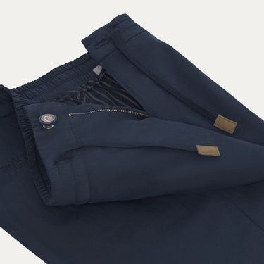 Pantalones de mezcla de algodón y seda en color azul