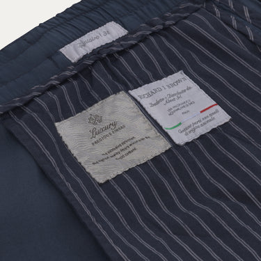 Pantalones de mezcla de algodón y seda en color azul