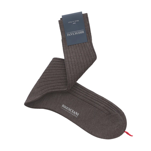 Ribbed Wool Socks in Earth Brown