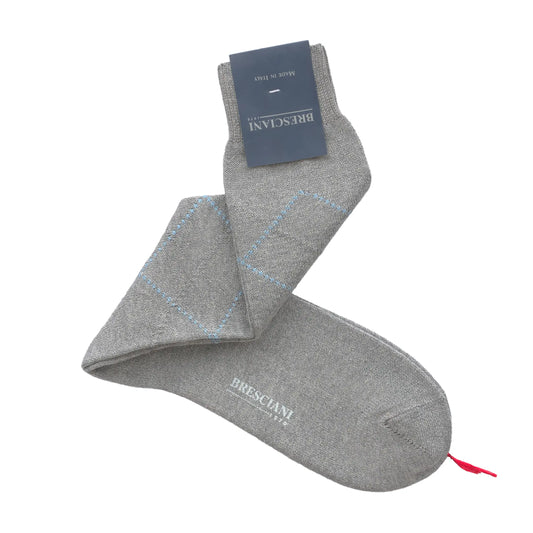 Rhombus Printed Cotton Socks in Grey