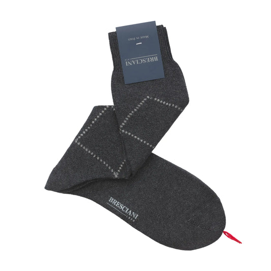 Rhombus Printed Cotton Socks in Steel Grey