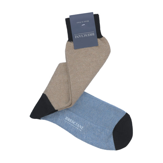 Lange Baumwollsocken in Beige und Blau