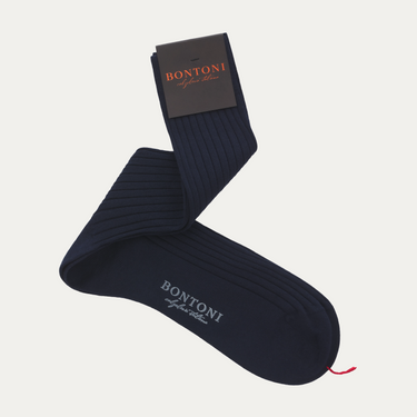 Ribbed Cotton Socks in Blue