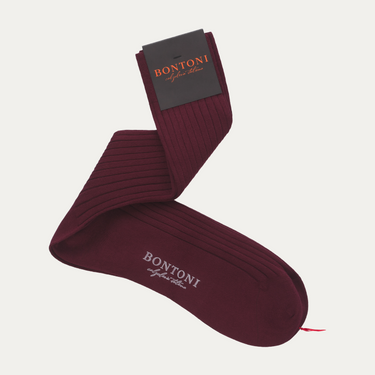 Ribbed Cotton Socks in Burgundy