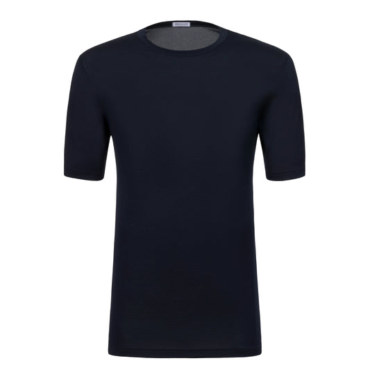 Baumwoll-T-Shirt mit Rundhalsausschnitt in Blau