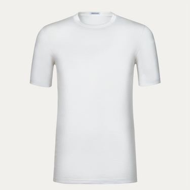 Camiseta de algodón con cuello redondo en color blanco 