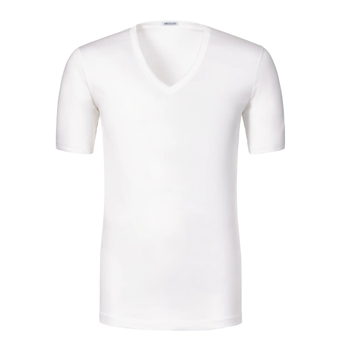 Baumwoll-T-Shirt mit V-Ausschnitt in Weiß