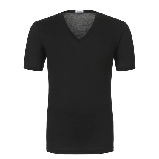 Cotton V-Neck T-Shirt in Black