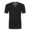 Baumwoll-T-Shirt mit V-Ausschnitt in Schwarz