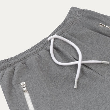 Cotton-Blend Drawstring Sport Shorts in Grey Melange