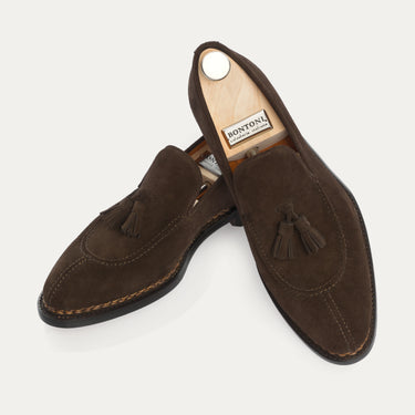 Bontoni «Magnifico» Suede Tassel Loafer in Dark Brown - SARTALE