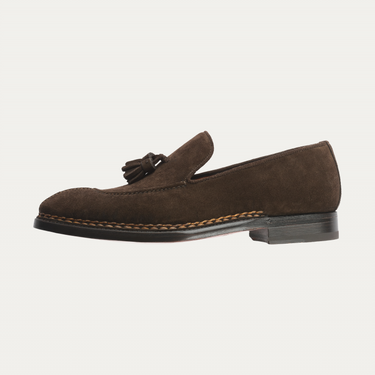 Bontoni «Magnifico» Suede Tassel Loafer in Dark Brown - SARTALE