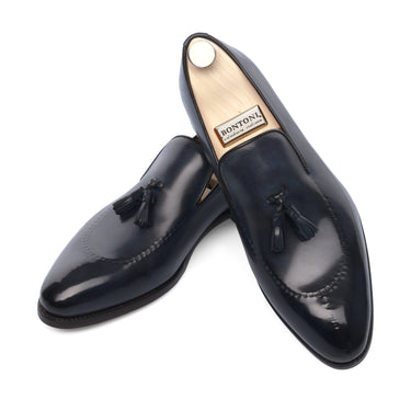 "Magnifico Reverse" Loafer with Tassels in Navy Blue
