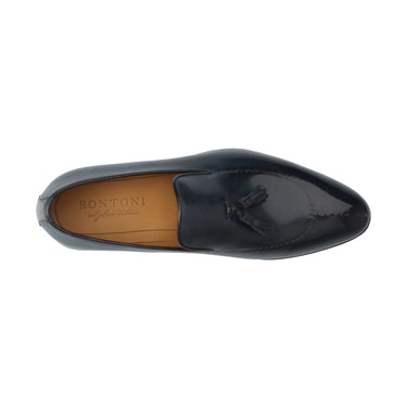"Magnifico Reverse" Loafer with Tassels in Navy Blue