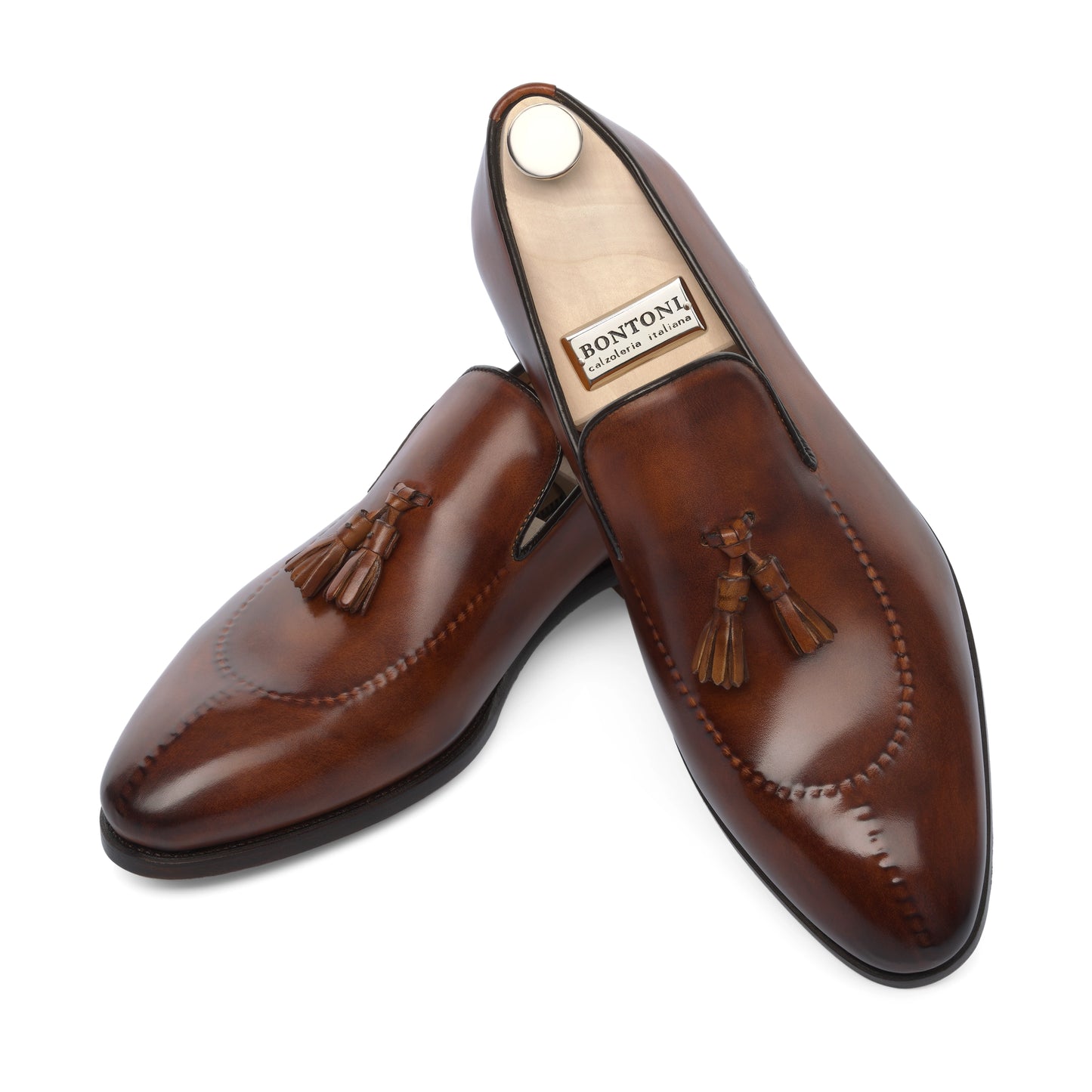 "Magnifico Reverse" Loafer with Tassels in Whisky