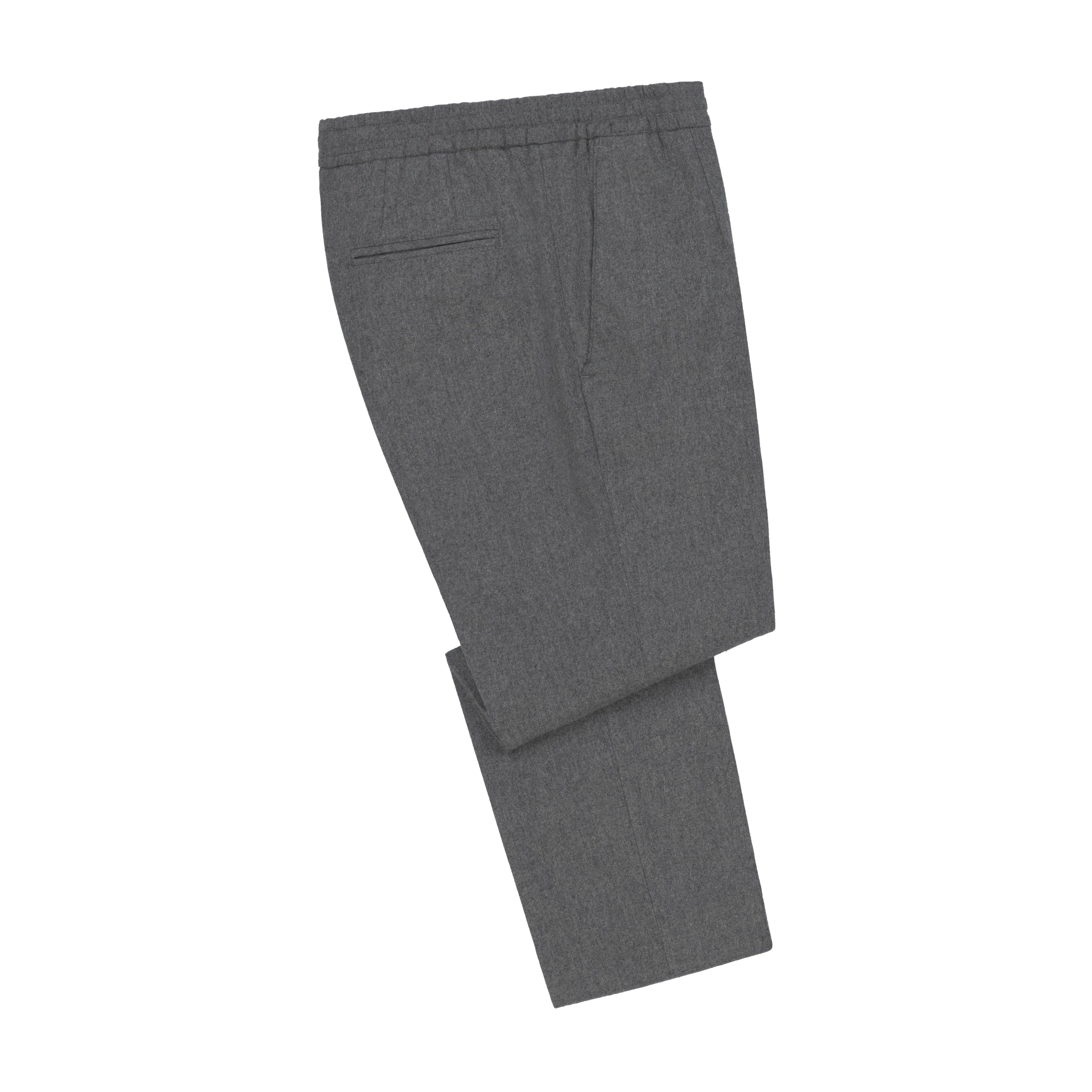 Drawstring Flannel Trousers in Grey Melange