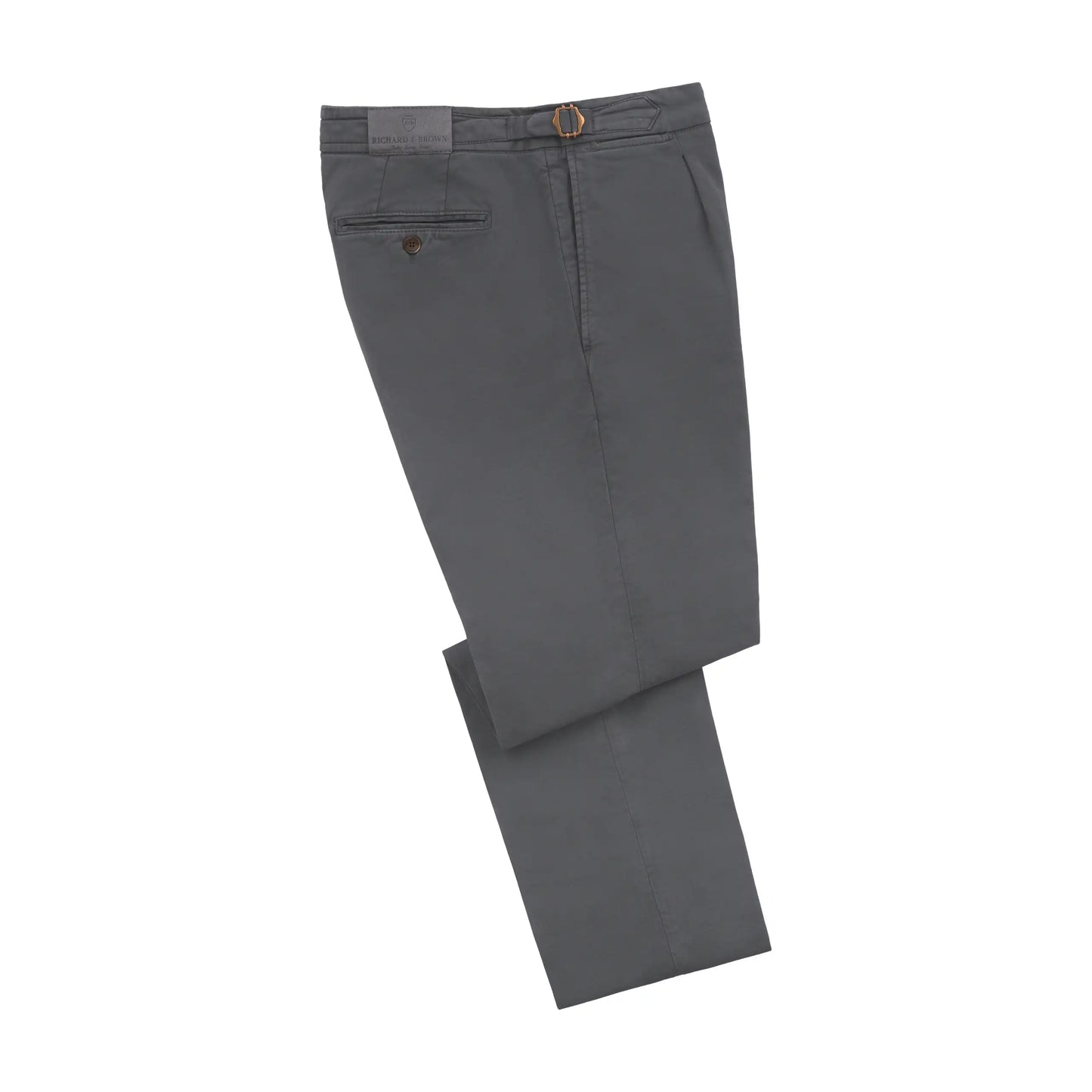 Slim-Fit Strectch-Cotton Trousers with Buckle Adjusters in Metallic Grey