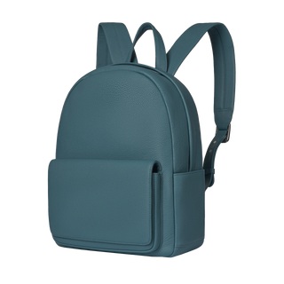 Classic Backpack in Baltic Blue by Michael Jonathan with minimalist front pocket and premium textured leather, ideal for everyday use.