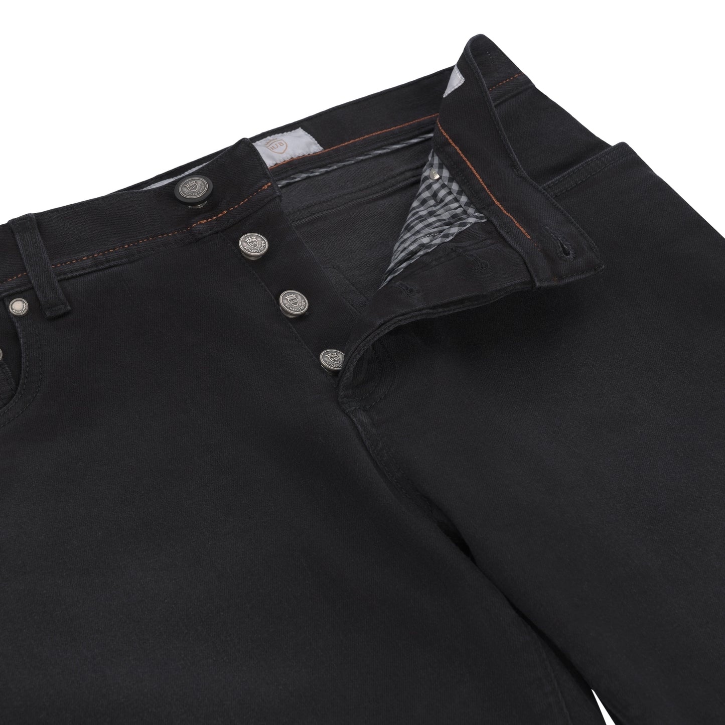 Jeans aus Stretch-Baumwolle in Schwarz mit Knopfverschluss