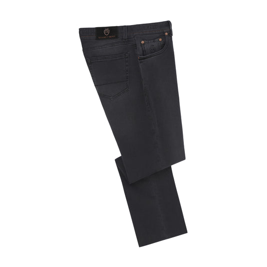 Stretch-Cotton Jeans in Dark Grey with Button Fastening