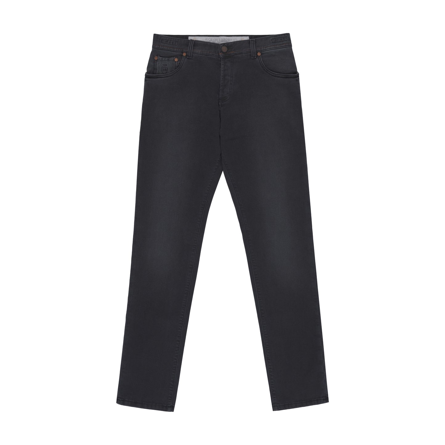 Stretch-Cotton Jeans in Dark Grey with Button Fastening