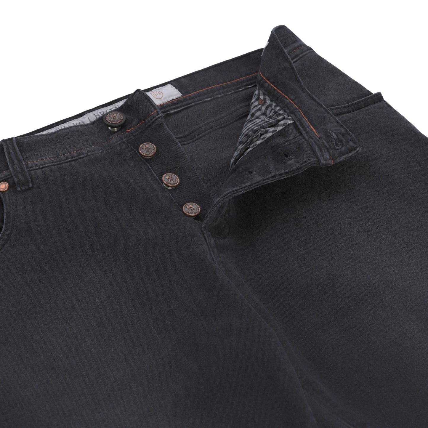 Jeans aus Stretch-Baumwolle in Dunkelgrau mit Knopfverschluss