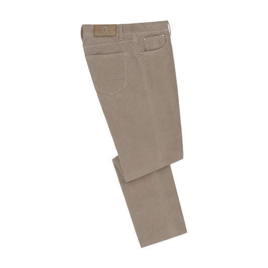 Corduroy Stretch-Cotton Jeans in Soft Greige