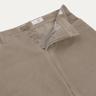 Corduroy Stretch-Cotton Jeans in Soft Greige