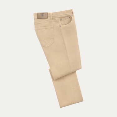Jeans aus Baumwoll-Leinen-Mix in Cremegelb